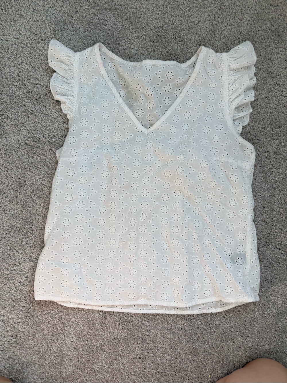 SHEIN White Eyelet V-Neck Ruffle Sleeve Camisole